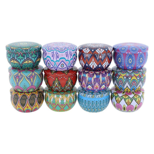 Mandala effect metal candle jar