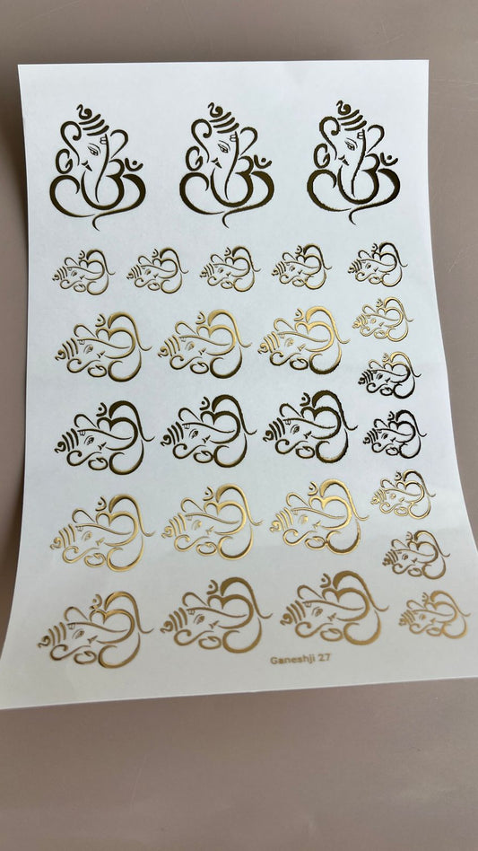 Ganesha embossed stickers - IX