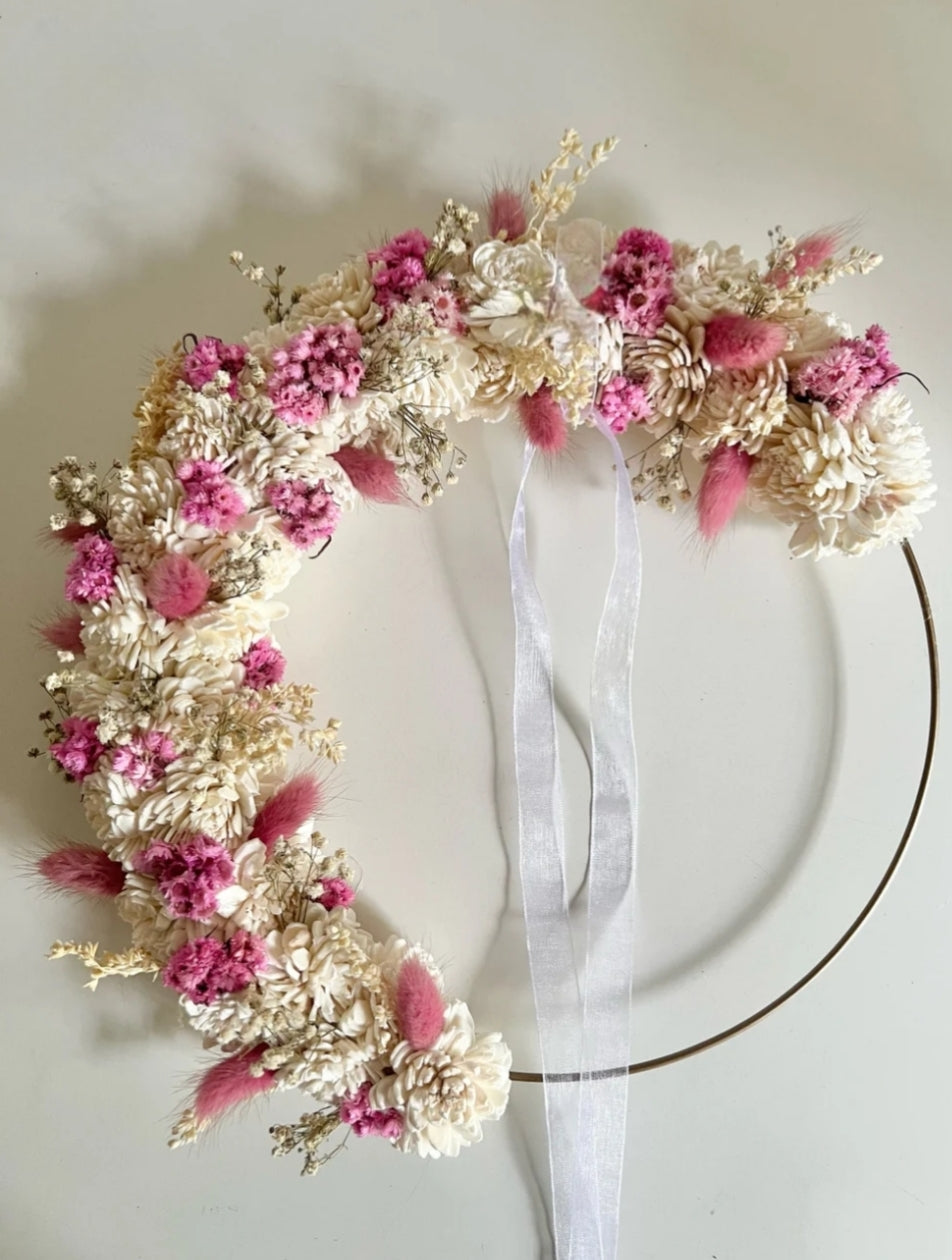 Decorated hoop - pink & white