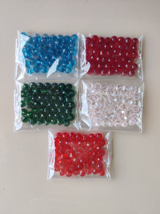 6mm Diamond cut colourful beads small for Bracelet / Rakhi Making