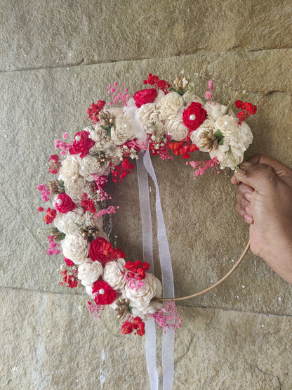 Decorated hoop - Red pink & white
