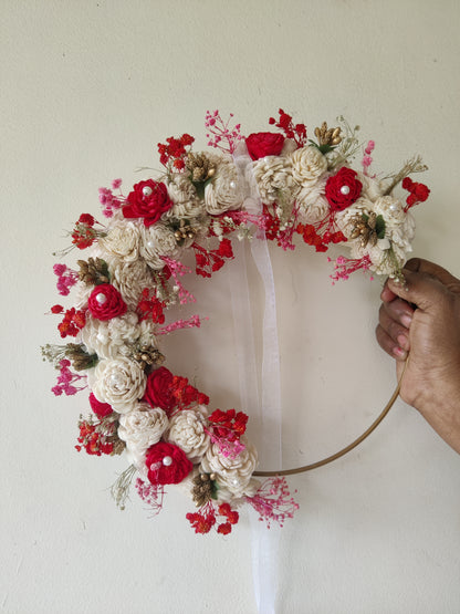 Decorated hoop - Red pink & white